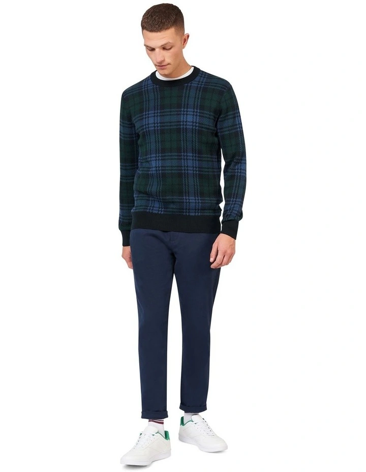 Check Crew Knit Top in Black