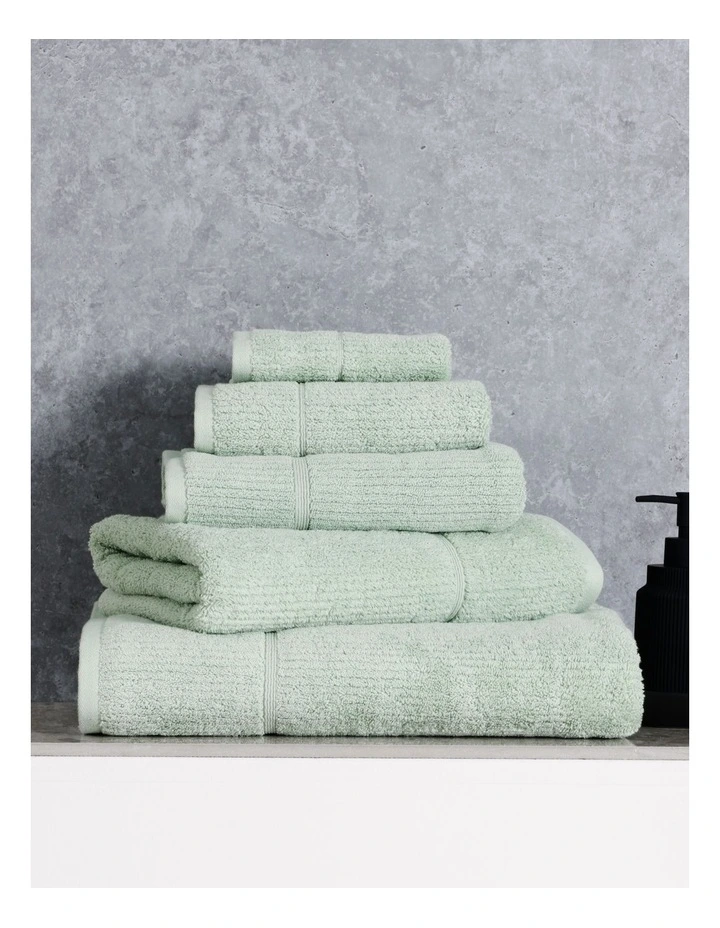Combed Cotton Ribbed Towel Range in Sage