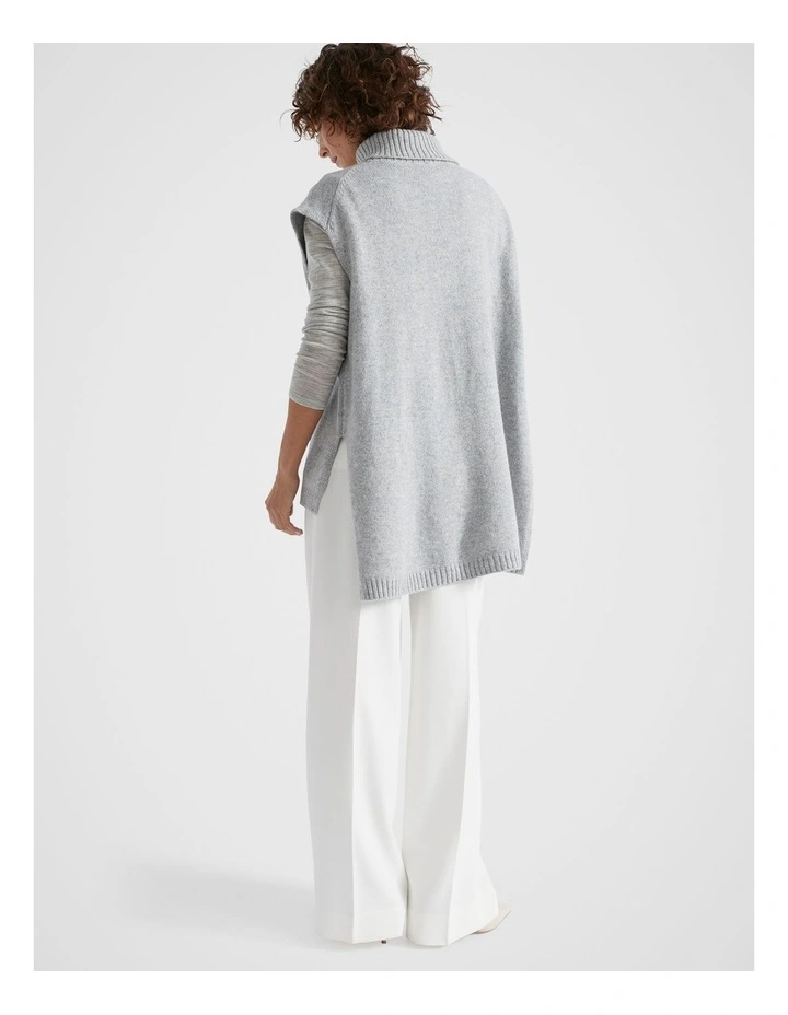 Roll Neck Poncho in Silver Marle