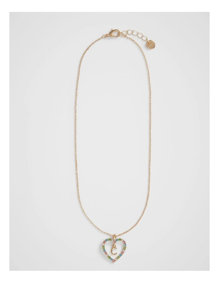 Rainbow Heart Initial "C" Necklace