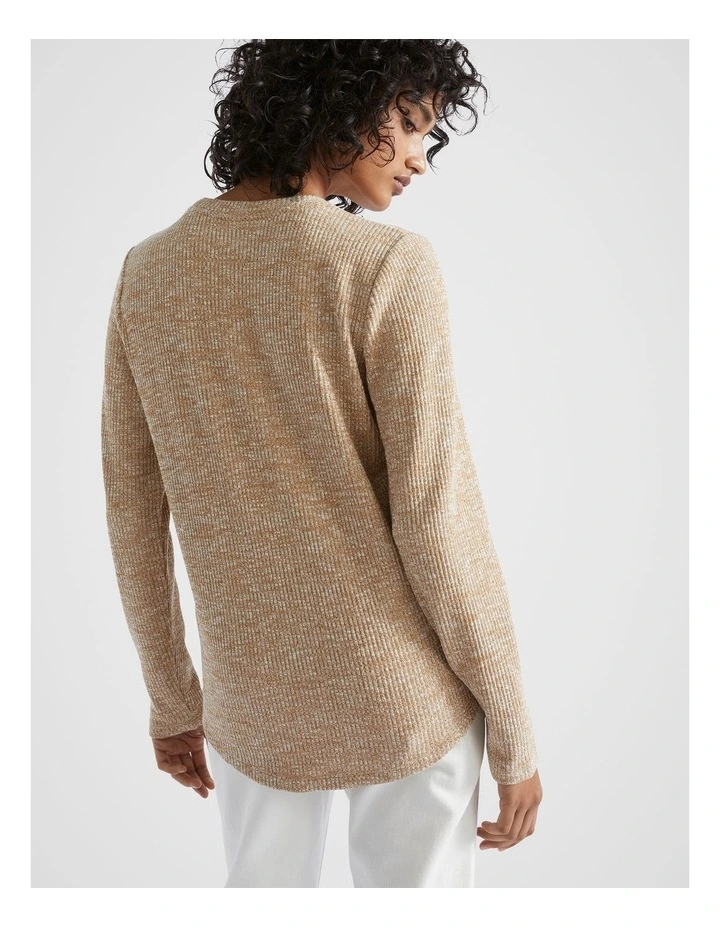 Twist Rib Long Sleeve Top in Honey Gold Twist