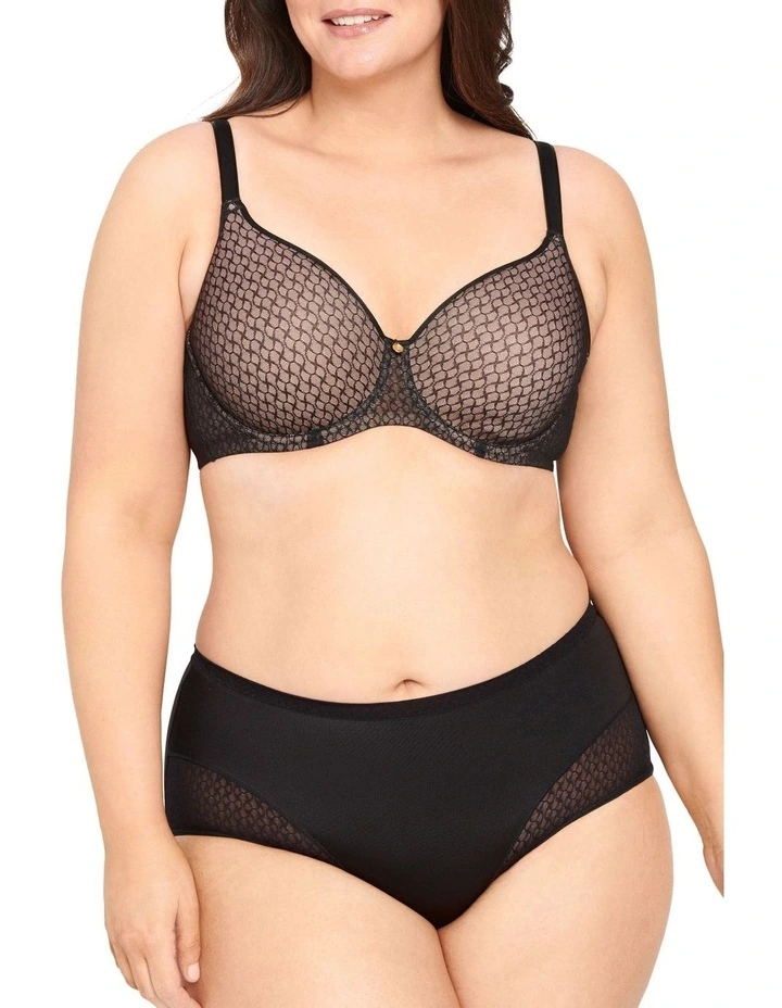 Lift & Shape Mesh T-Shirt Bra in Black
