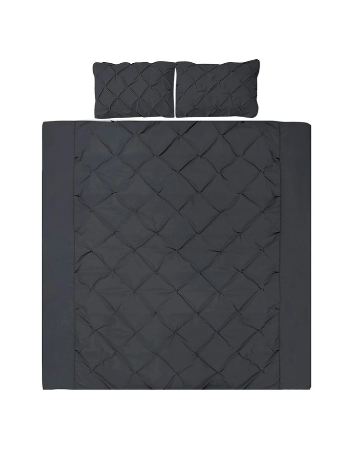 Cotton Quilt Cover Set Queen in Black