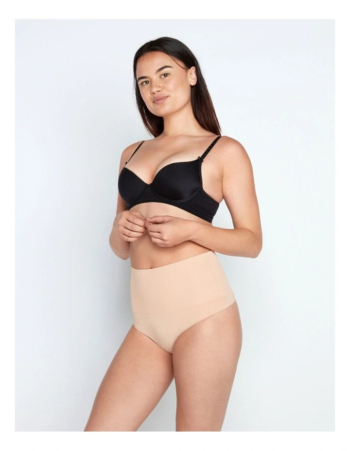 Medium Control Waisted Thong in Caramel