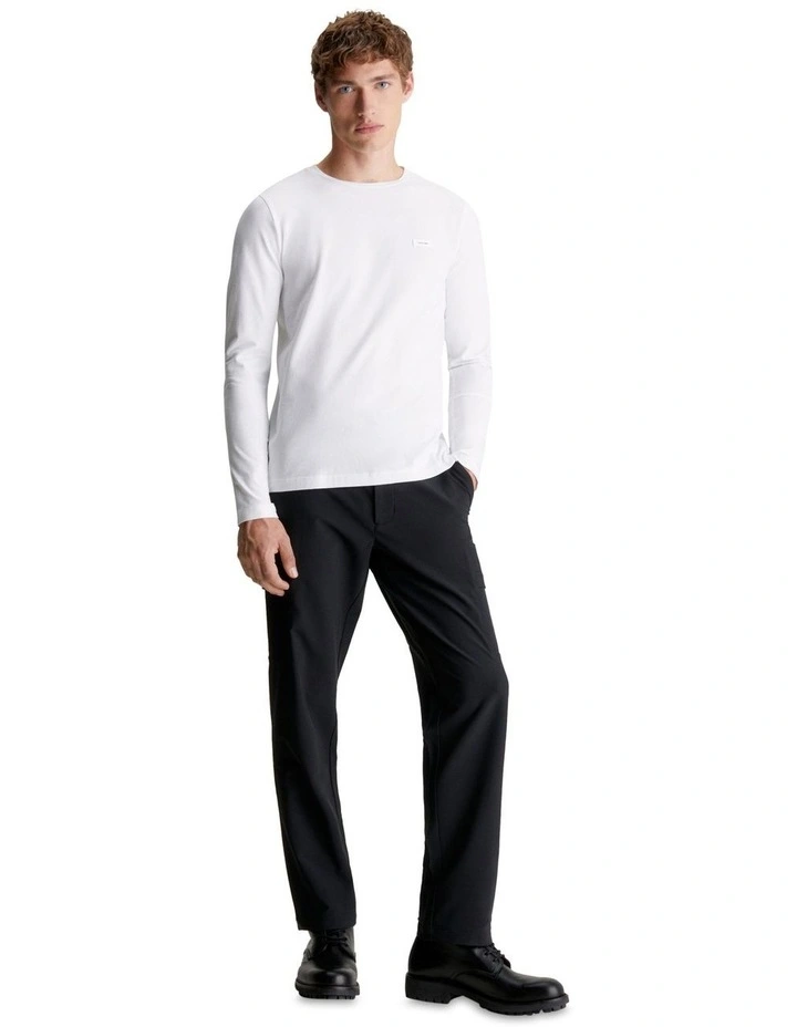 Stretch Slim Fit Long Sleeve T-shirt in White