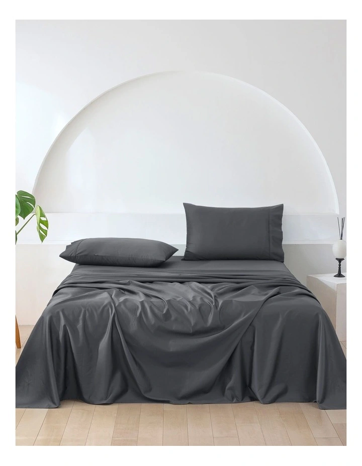 Cotton Sateen Sheet Set Single Bed in Charcoal