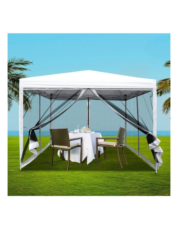 Mesh Outdoor Pop Up Gazebo Marquee 3x3 in White
