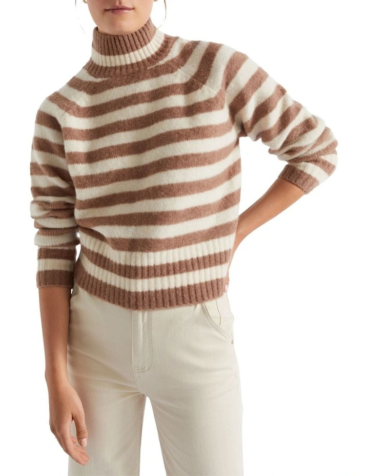 Brushed Stripe Knit in Macchiato Stripe