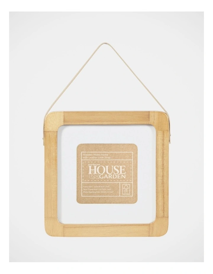 Hanging Wood Photo Frame 6x6 Matted to 4x4 in Natural