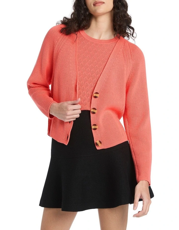 Kala Rib Knit Cardigan in Pink