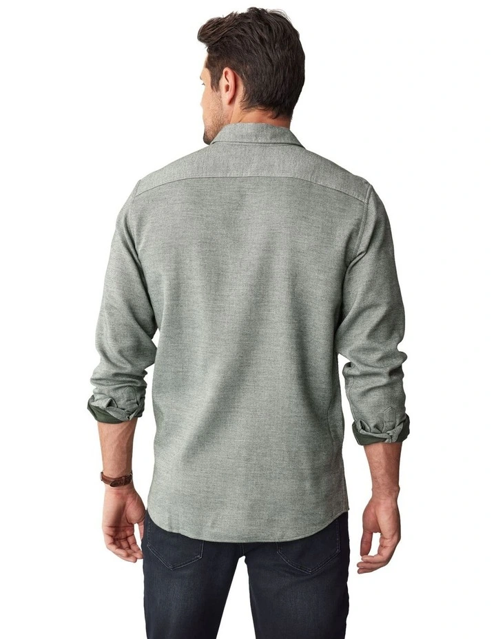 Brushed Twill Overshirt in Olive