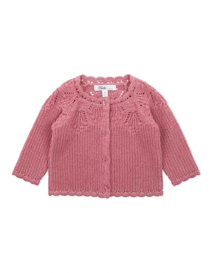Knitted Cardigan in Rose Pink