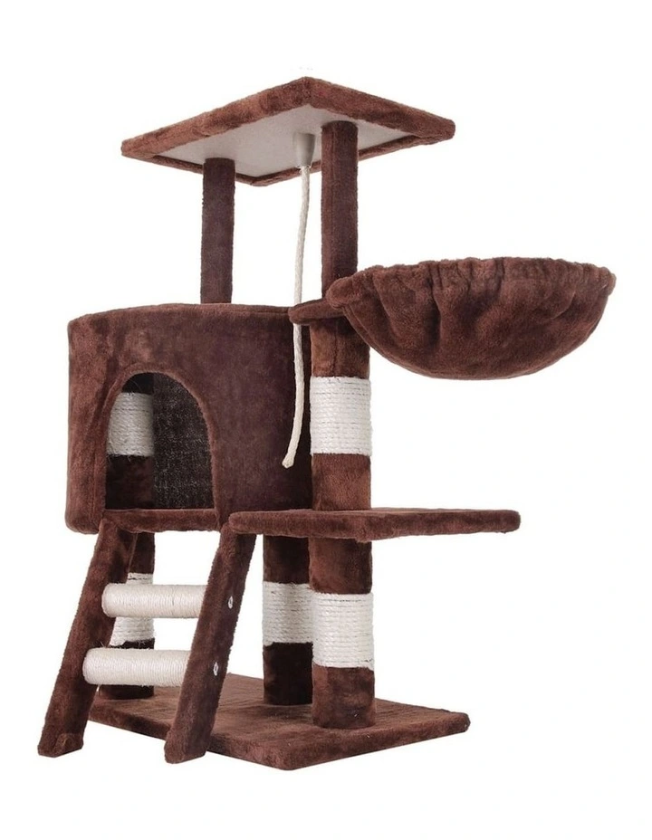 Plush Condo Cat Tree 104cm in Brown