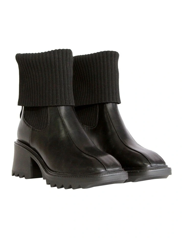 Perfect Illusion Knit Boot in Black