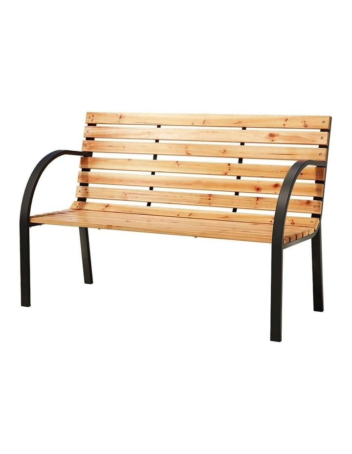 2 Seater Wooden Steel Garden Bench 120cm in Natural