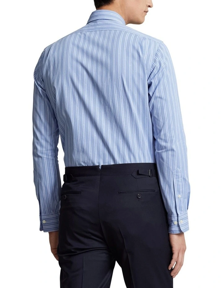 Classic Fit Striped Poplin Shirt in Blue