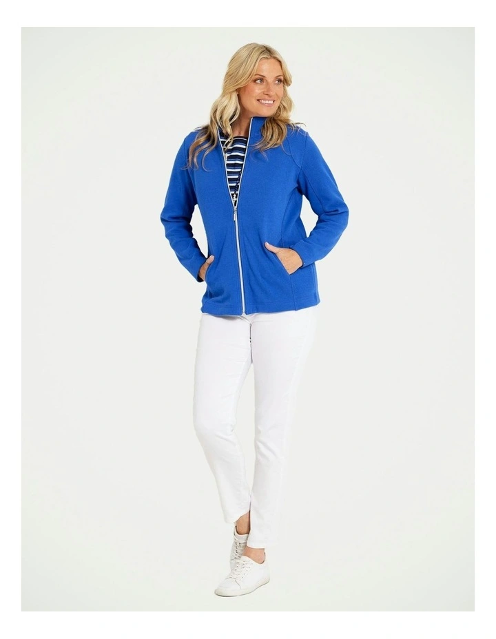 Haven French Rib Zip Up Jacket in Cobalt