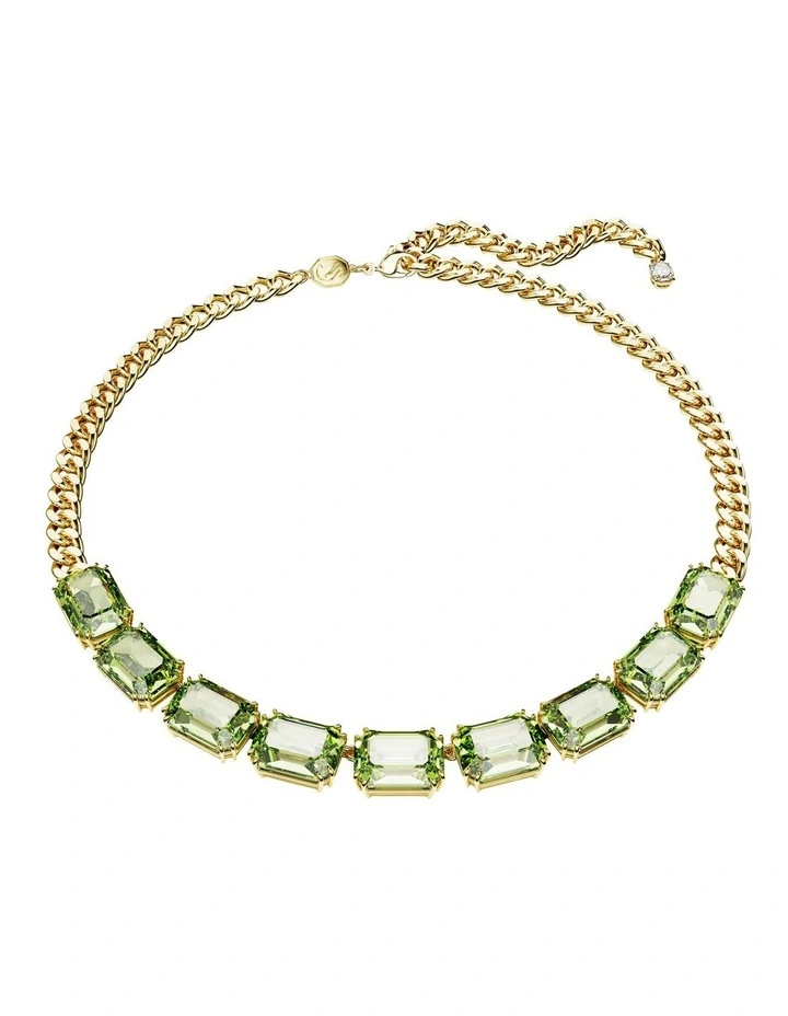 Millenia Necklace Octagon Cut Gold-Tone Plated in Green