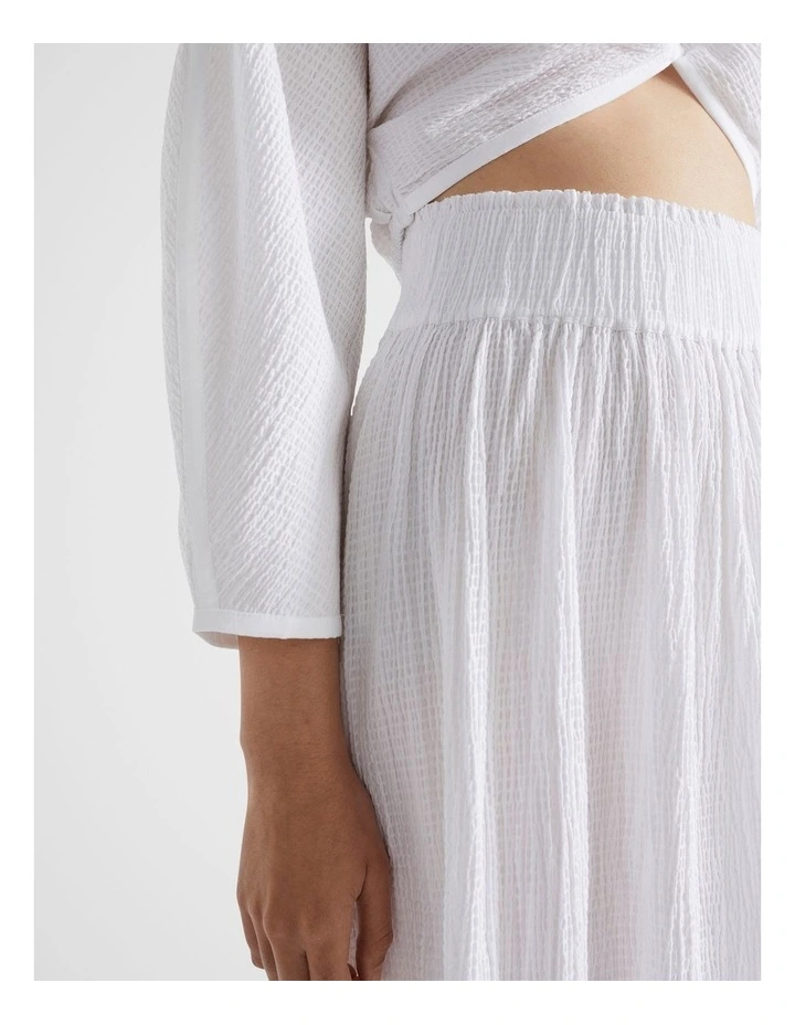 Textured Cotton Skirt in Whisper White
