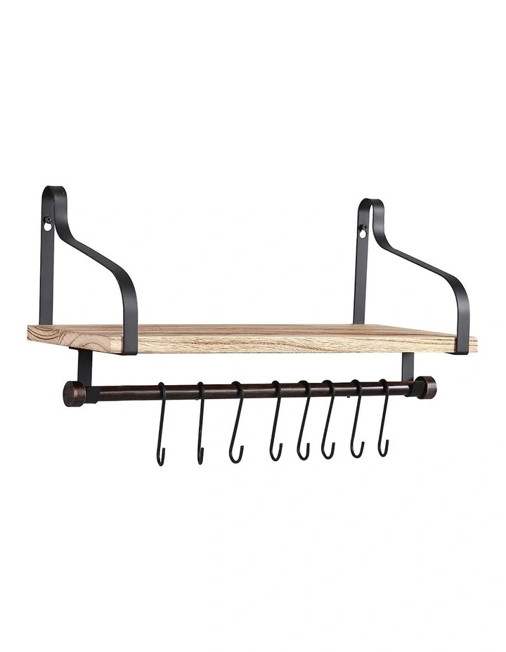 Wall Floating Shelf Brackets Shelves Storage Hook in Natural
