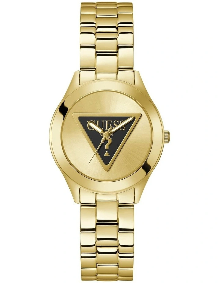 Tri Plaque Stainless Steel Watch in Gold