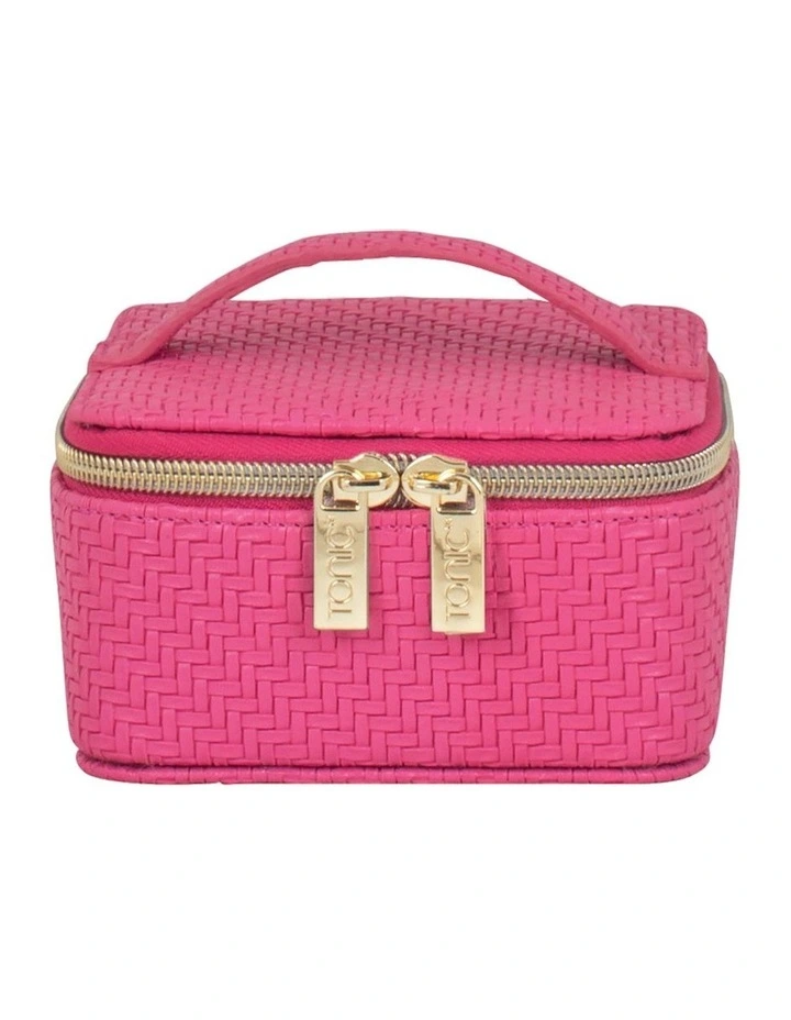 Herringbone Jewellery Cube in Raspberry