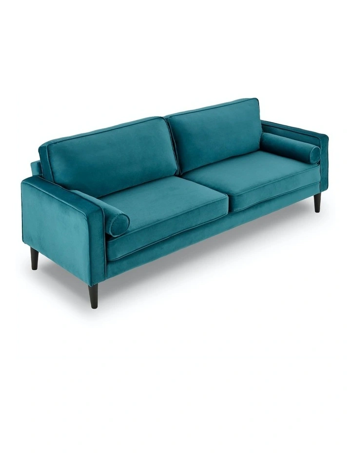 Faux Velvet Sofa Bed Couch Furniture Lounge Suite Futon Adjustable Blue