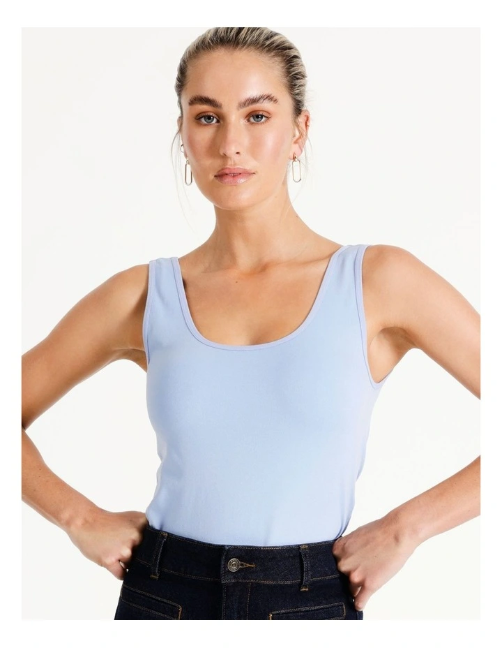 Seamfree Recycled Blend Tank in Dusty Blue
