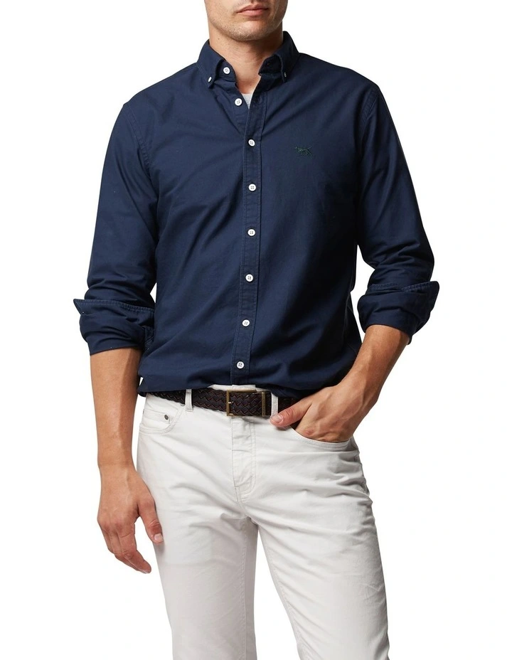 Gunn Oxford Sports Fit Shirt in Navy