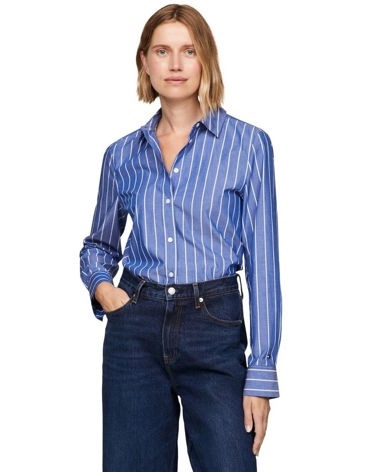 Baseball Stripe Regular Shirt in Blue