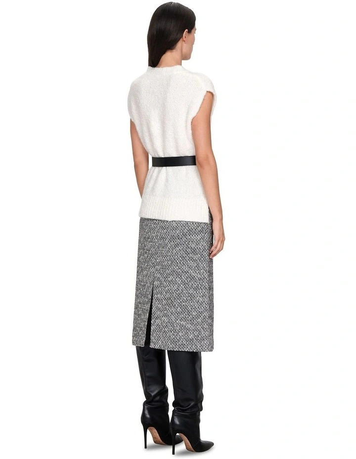 European Boucle Pencil Skirt in Black/White