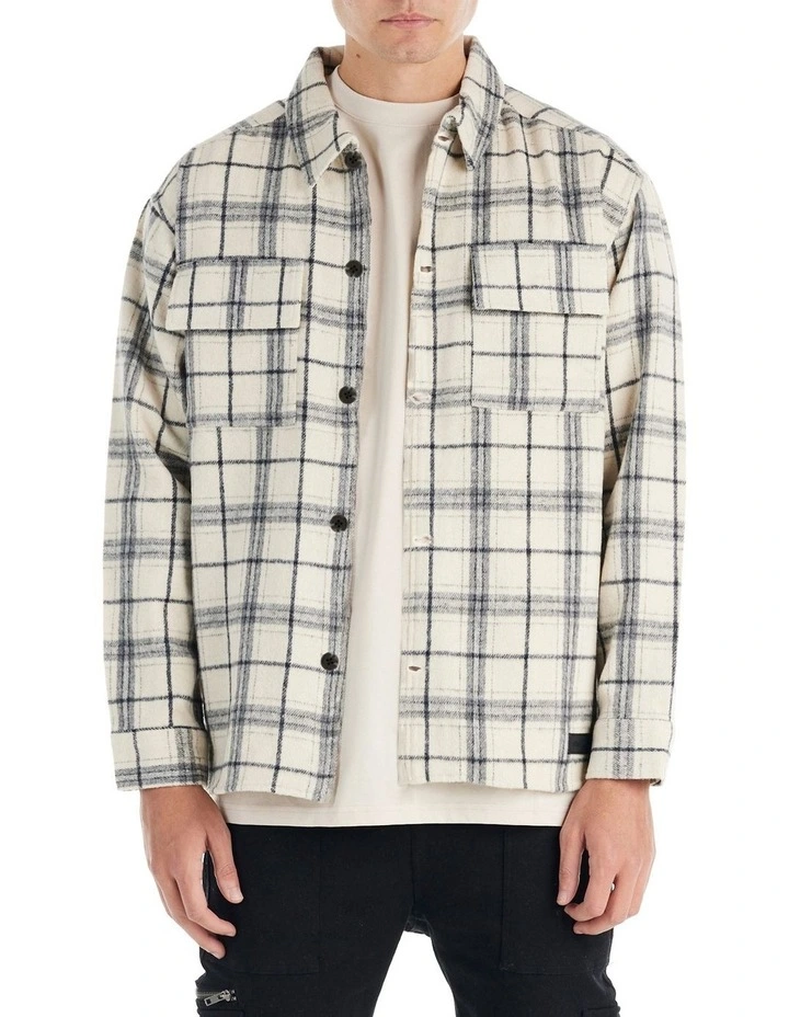 Booker Shacket Jacket in White Plaid