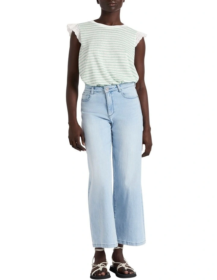 Venice Striped Tank in Ivory/Seafoam
