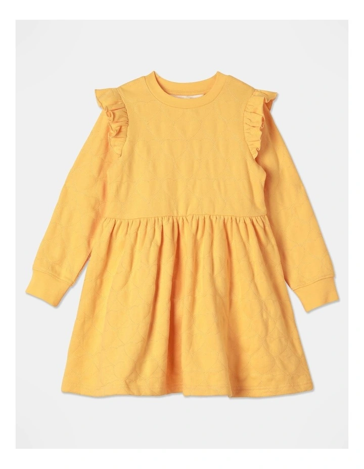Heart Quilted Skater Dress in Yellow