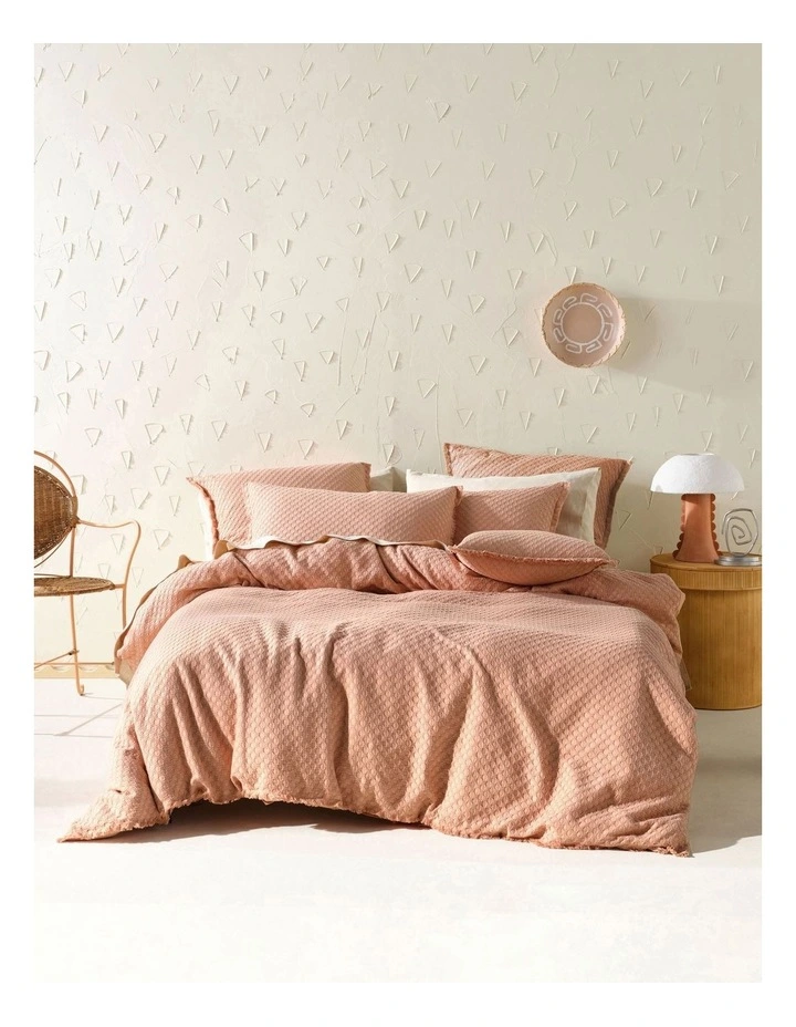 Raquelle Quilt Cover Set in Pink Clay
