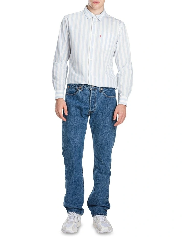 501 Original Fit Cotton Straight Leg Jeans in Stonewash