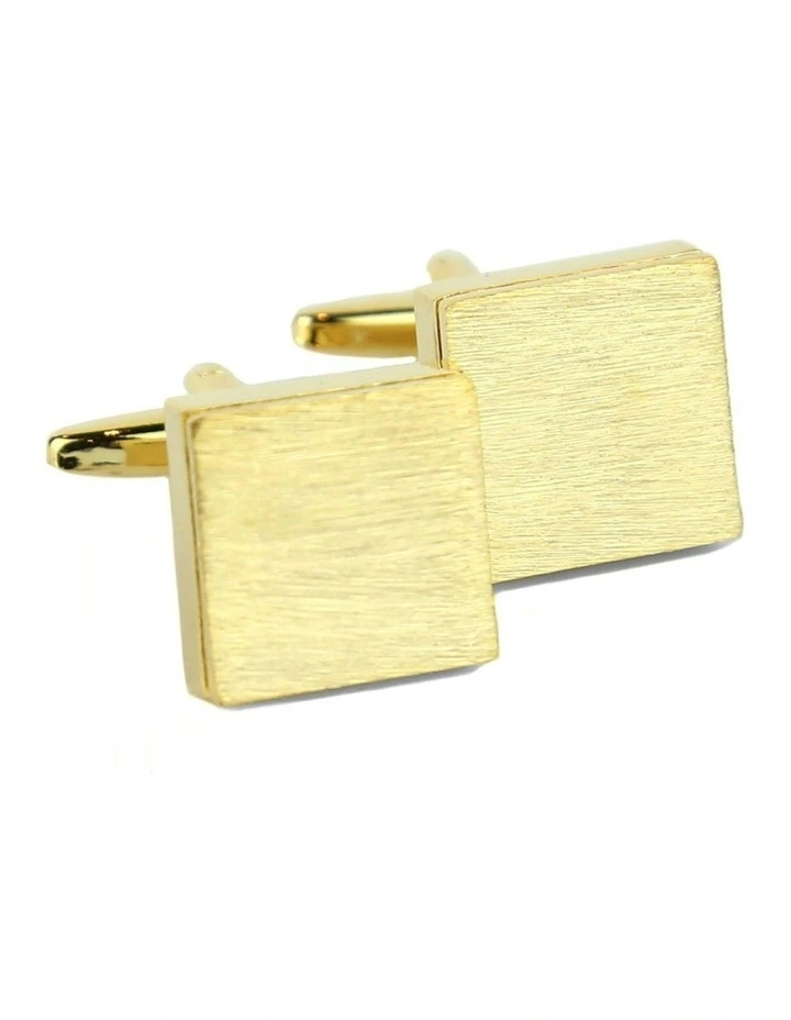 Brushed Block Cufflink in Gold