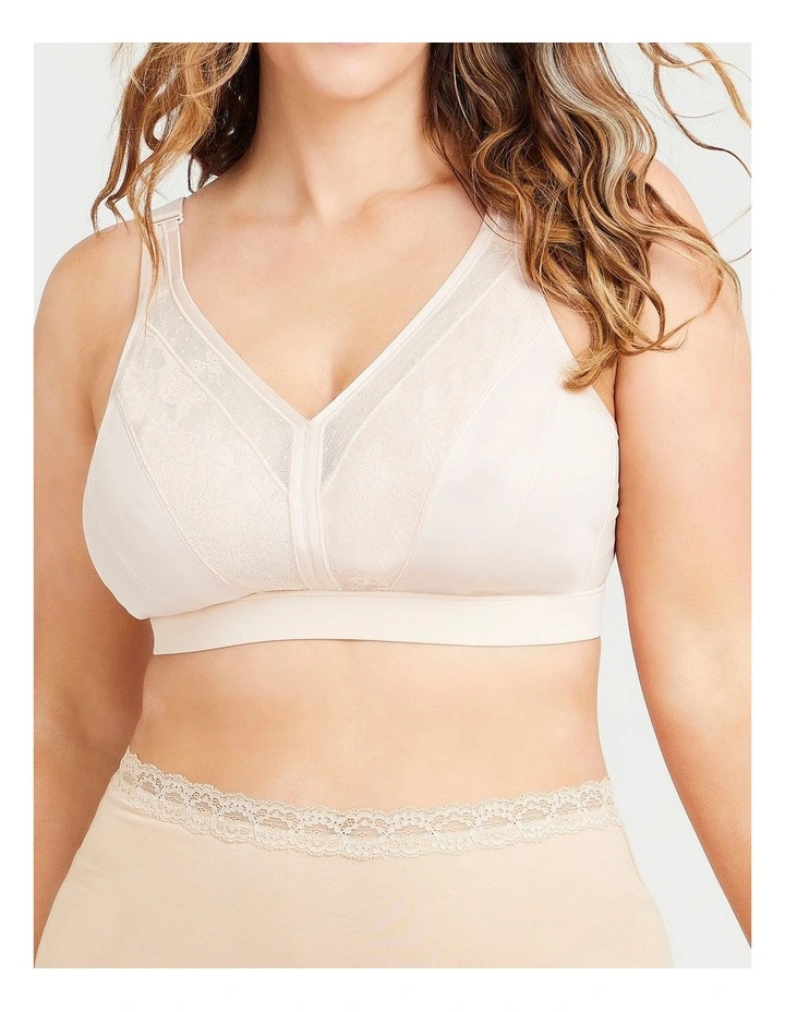Wirefree Lace Detail Bra in White