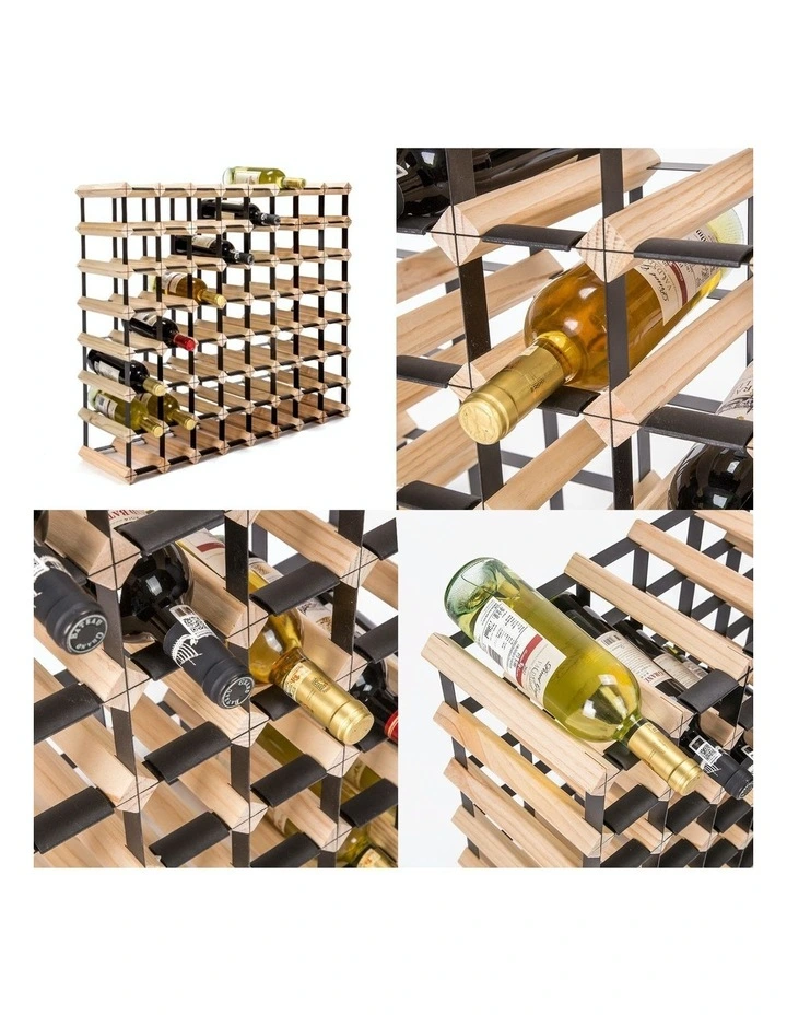 Timber Wine Rack 72 Bottle Storage Cellar Organiser in Brown