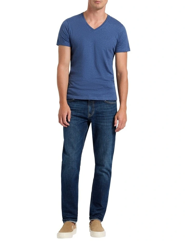Marle Arnie V Neck Tee in Indigo Marle