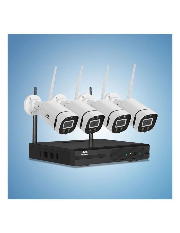 UL-tech 3MP Wireless CCTV Security System 8 Channel 4 Camera in White