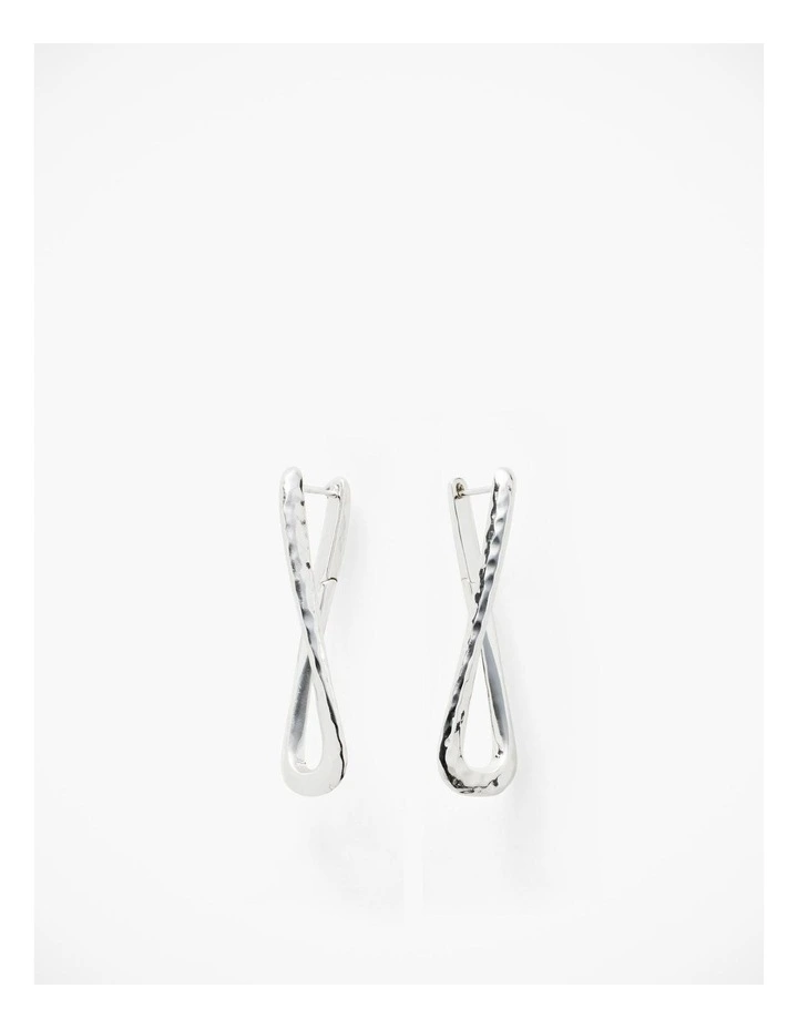 Textured Link Huggie Earrings in Silver