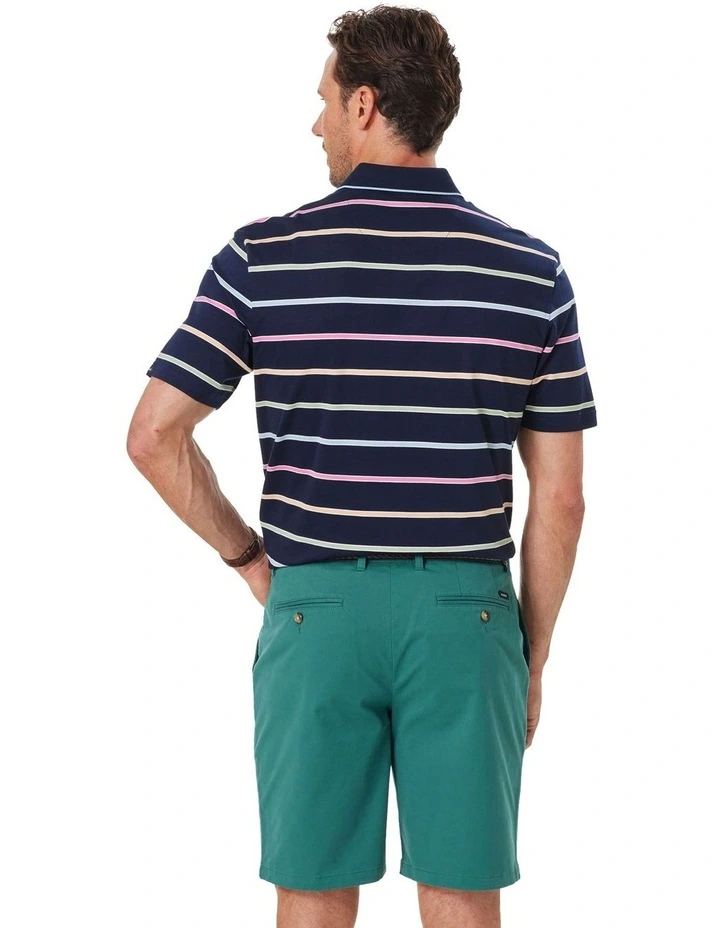Smart Stripe Polo Shirt in Dark Navy