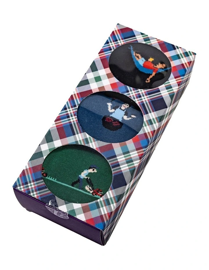 Weekend Warrior Cotton Crew Socks 3 Pack in Multi