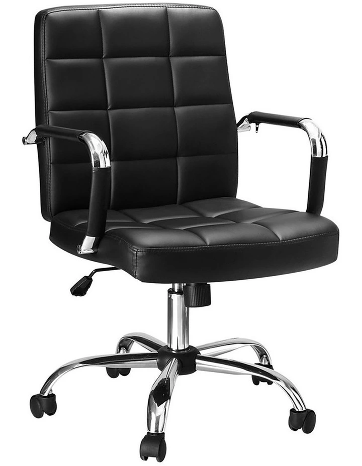 Office Chair PU Leather Mid Back in Black