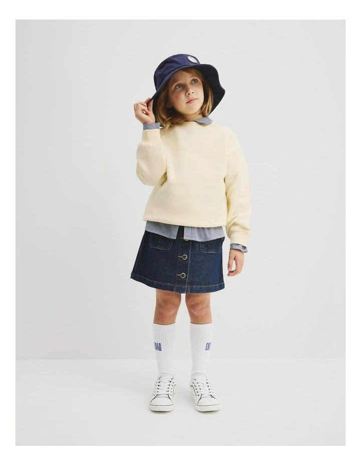 Modern Logo Sweat Top in Butter