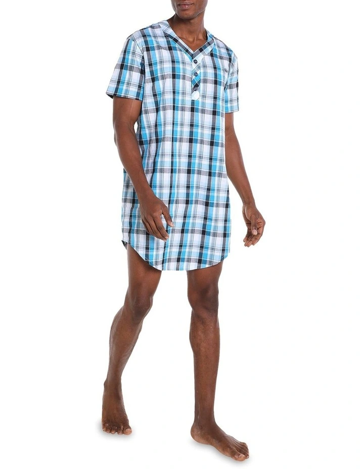 Woven Check Nightshirt in Blue