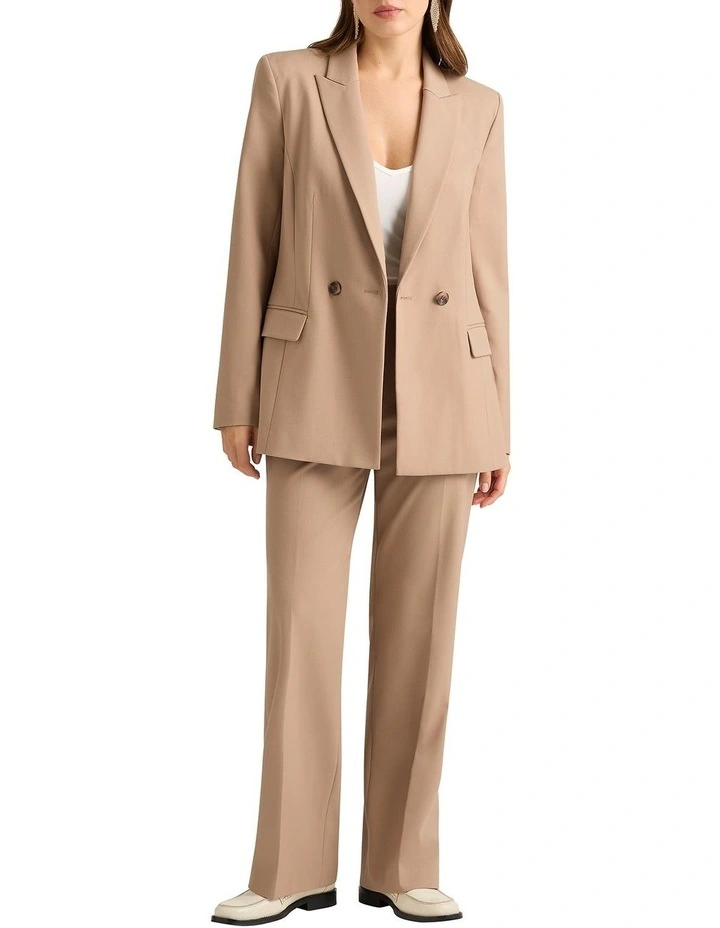 Manuela Wool Blend Pant in Sandalwood