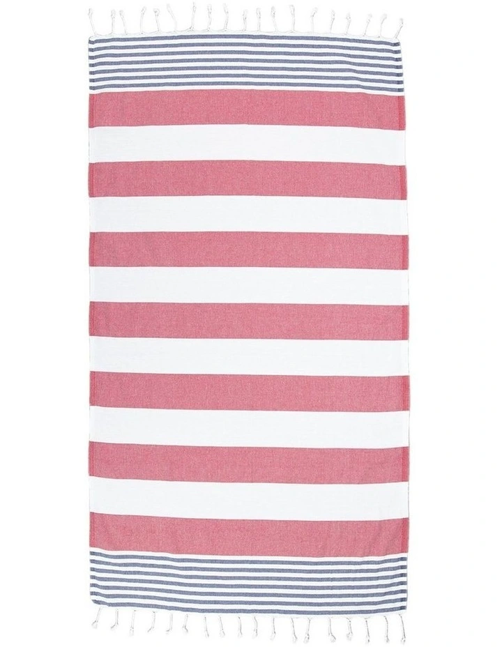 Thin Turkish Towel in Red/Blue