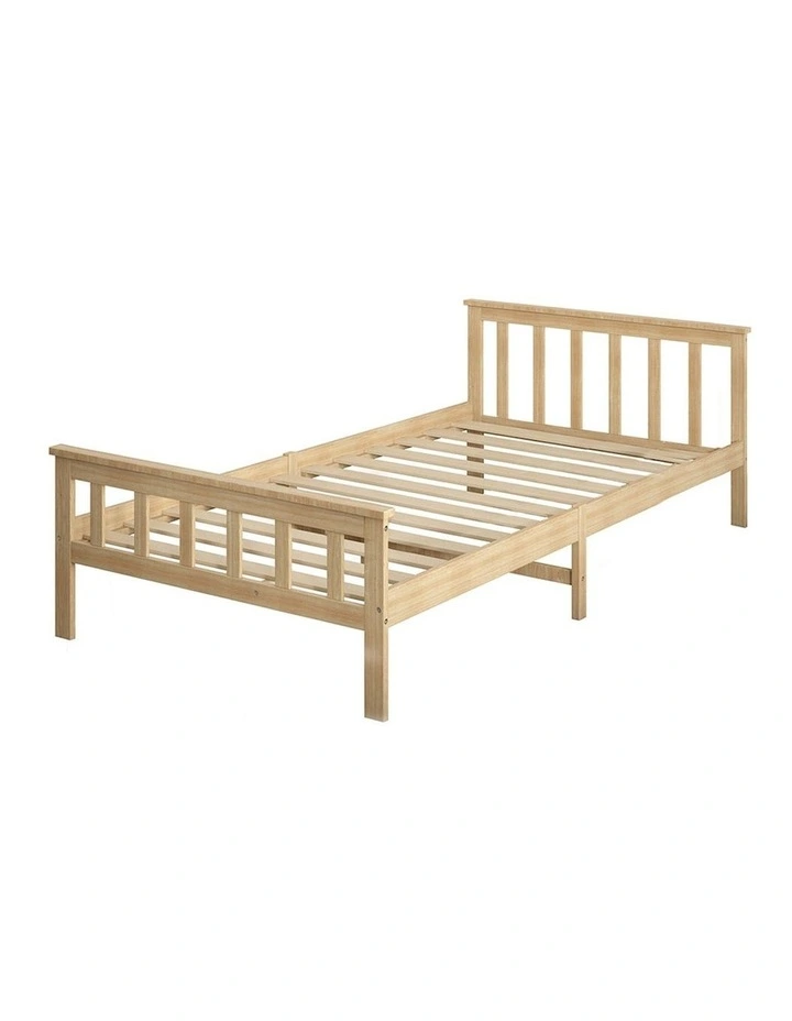 Wooden Bed Frame King Single Size Mattress Base Solid Pine in Natural